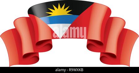 Antigua und Barbuda Flagge, Vector Illustration auf weißem Hintergrund Stock Vektor