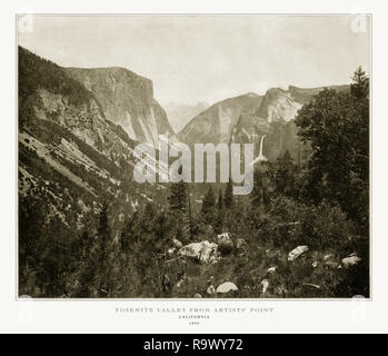 Yosemite Valley von Künstlern "Point, Kalifornien, USA, antiken amerikanischen Foto, 1893 Stockfoto