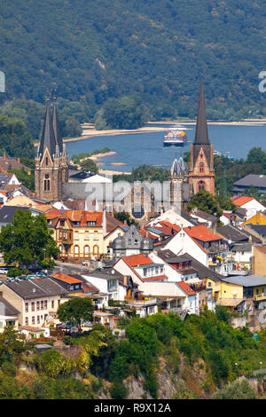 Bingen am Rhein, Oberes Mittelrheintal, UNESCO-Weltkulturerbe, BingerbrŸck District, Stockfoto