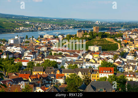 Bingen am Rhein, Oberes Mittelrheintal, UNESCO-Weltkulturerbe, hinter RŸdesheim, Burg Klopp, Stockfoto