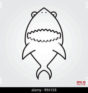 Lustige shark Symbol Leitung Vector Illustration Stock Vektor