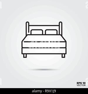 Doppelbett Symbol Leitung Vector Illustration. Home Dekoration und Innenausstattung Symbol. Stock Vektor