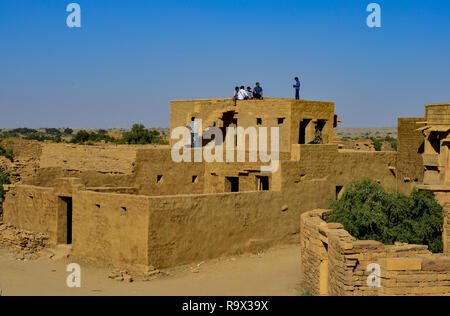 Haus in der Stadt scape einer verlassenen Stadt Kuldhara in der Nähe von Jaisalmer Stockfoto