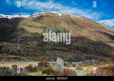 Devil's Punchbowl Wasserfall in Arthur's Pass National Park, Neuseeland Stockfoto