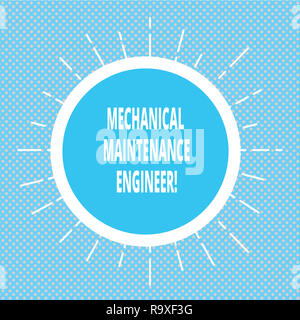 Handschrift Text schreiben Mechanische Instandhalter. Begriff Sinne verantwortlich für Maschinen Effizienz Kreis mit Grenz- und dünnen Strahl Linien G Stockfoto