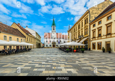 Malerischer Blick auf malerische alte barocke Stadt in Varazdin town, im Norden Kroatiens Sehenswürdigkeiten. Stockfoto