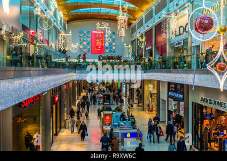 Shopping in der highcross Zentrum in Leicester. Stockfoto