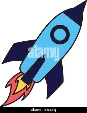 Rakete starten auf weißem Hintergrund Stock Vektor