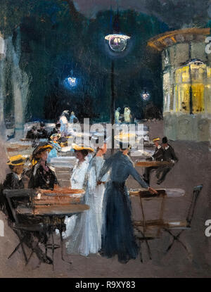 Pariser Cafe bei Nacht von Ludwik de Laveaux (1868-1894), Öl auf Leinwand, nach 1890 Stockfoto