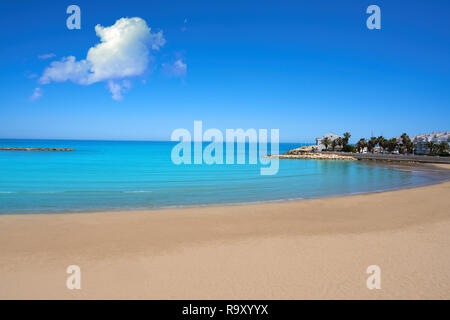 Playa de Las Fuentes Strand in Alcossebre Alcoceber auch von Castellon Spanien Stockfoto