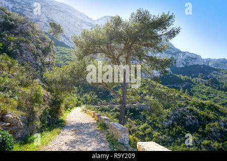 Denia village Luftaufnahme von Camino de La Colonia Track in Alicante Spanien Stockfoto