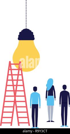 Geschäftsleute, Treppen und die Glühbirne Idee Stock Vektor