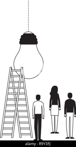 Geschäftsleute, Treppen und die Glühbirne Idee Stock Vektor