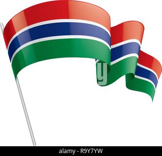 Gambia Flagge, Vector Illustration auf weißem Hintergrund Stock Vektor