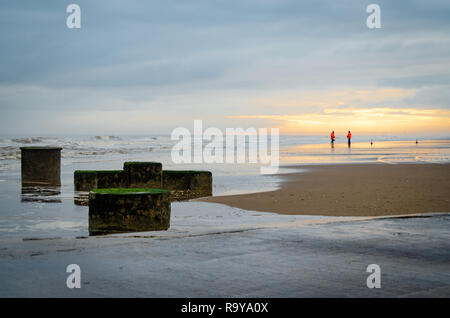 Die Einstellung für die Sand laufen an Mablethorpe Stockfoto