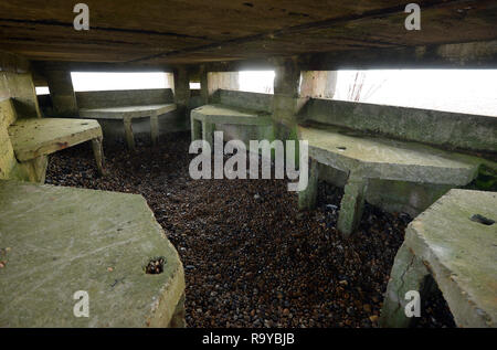 WWII defensive Bunker am Strand Rye, East Sussex, Großbritannien Stockfoto