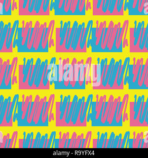 Retro Vintage 80 Memphis Stil der Mode Abbildung. Nahtlose Muster Hintergrund. Stockfoto