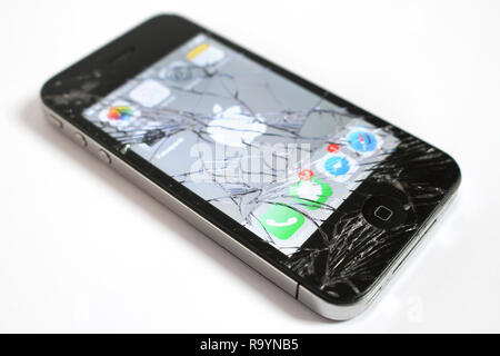 Iphone 4 Display gesprungen, Apple Stockfoto