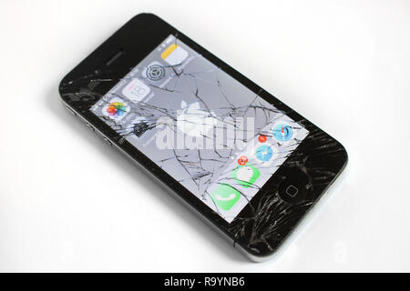 Iphone 4 Display gesprungen, Apple Stockfoto