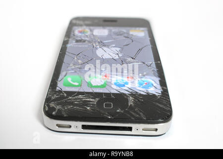 Iphone 4 Display gesprungen, Apple Stockfoto