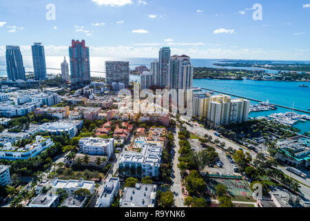 Miami Beach Florida, Luftaufnahme von oben, South Pointe SoFi, Murano Portofino, Hochhaus Wolkenkratzer Gebäude Eigentumswohnung Stockfoto