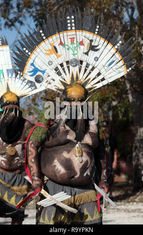 Eine White Mountain Apache Krone Tänzer, Tänze an die 2018 Miccosukee Kunst & Kunsthandwerk Festival im Miccosukee-indianerdorf in Südflorida am 29. Dezember 2018. Stockfoto