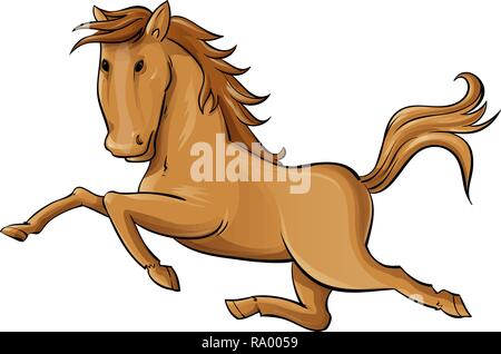 Galoppierende Cartoon Pferd. Vector Illustration auf weißem Hintergrund Stock Vektor