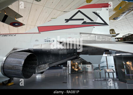 Schwanz der USA F4 Phantom Jets im American Air Museum, Duxford, Cambridgeshire, Großbritannien Stockfoto