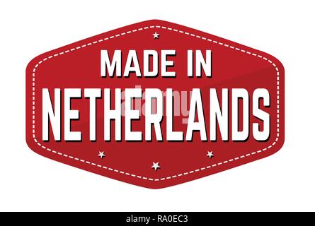 In Niederlande Aufkleber oder Sticker auf weißem Hintergrund, Vektor, Abbildung Stock Vektor