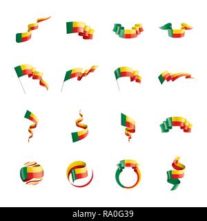 Benin Fahne, Vector Illustration auf weißem Hintergrund Stock Vektor