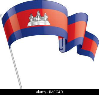Kambodscha Fahne, Vector Illustration auf weißem Hintergrund Stock Vektor