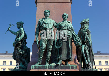 Close-up auf Alexander II Monument in Helsinki Stockfoto