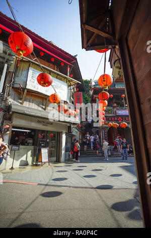 Jiufen, Taiwan - November 21, 2018: Szenische von Jiufen Dorf. Dieser Ort ist ein Reiseziel in Ruifang Bezirk, Taiwan. Stockfoto