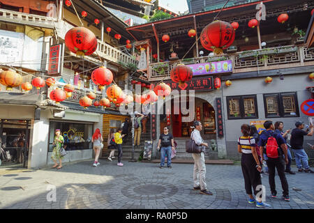 Jiufen, Taiwan - November 21, 2018: Szenische von Jiufen Dorf. Dieser Ort ist ein Reiseziel in Ruifang Bezirk, Taiwan. Stockfoto