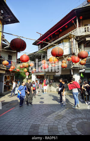 Jiufen, Taiwan - November 21, 2018: Szenische von Jiufen Dorf. Dieser Ort ist ein Reiseziel in Ruifang Bezirk, Taiwan. Stockfoto