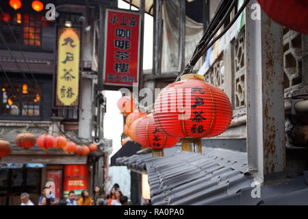 Jiufen, Taiwan - November 21, 2018: Szenische von Jiufen Dorf. Dieser Ort ist ein Reiseziel in Ruifang Bezirk, Taiwan. Stockfoto