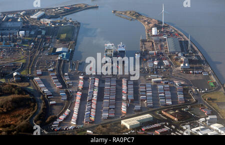 Luftaufnahme von Heysham Hafen, Lancashire, Großbritannien Stockfoto