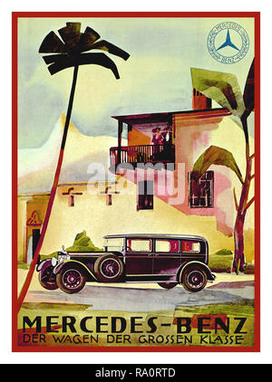 1920 Mercedes-Benz Oldtimer Typ W08 400/460 Nürberg Automobil Drücken Anzeigen: "Das Auto in eine Klasse für sich" aus dem Orient zu Palm-Tree-Einstellungen - ferne Länder bereisen waren ein beliebtes Anzeigenmotiv im Jahre 1928. Stockfoto