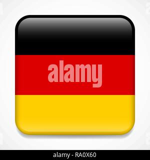 Flagge Deutschlands. Platz glänzend Abzeichen Stock Vektor