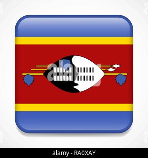 Flagge von Swasiland. Platz glänzend Abzeichen Stock Vektor
