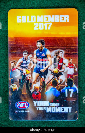 Der Australian Football League AFL-Mitgliedskarte für das Jahr 2017. Stockfoto