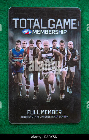 Der Australian Football League AFL-Mitgliedskarte für das Jahr 2009. Stockfoto