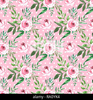 Dekorative nahtlose Muster mit Blumen. Schöne floral background von Aquarell Skizzen für die Gestaltung und Dekoration. Stilvoll trendy Gewebe. Mo Stockfoto