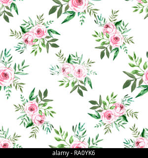 Dekorative nahtlose Muster mit Blumen. Schöne floral background von Aquarell Skizzen für die Gestaltung und Dekoration. Stilvoll trendy Gewebe. Mo Stockfoto