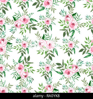 Dekorative nahtlose Muster mit Blumen. Schöne floral background von Aquarell Skizzen für die Gestaltung und Dekoration. Stilvoll trendy Gewebe. Mo Stockfoto
