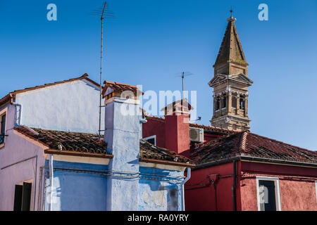 Bemalte Gebäude, Burano, Venedig, Italien. Stockfoto