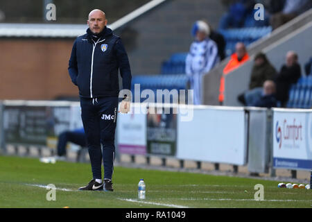 Manager von Colchester United, John McGreal - Colchester United v Morecambe, Sky Bet Liga Zwei, JobServe Gemeinschaft Stadion, Colchester zum 29. Dezember Stockfoto