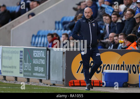 Manager von Colchester United, John McGreal - Colchester United v Morecambe, Sky Bet Liga Zwei, JobServe Gemeinschaft Stadion, Colchester zum 29. Dezember Stockfoto