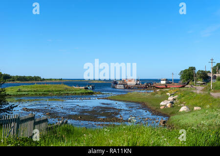 Die Küste des Weißen Meeres bei Ebbe, Solovetsky Inseln, Archangelsker Gebiet, Russland Stockfoto