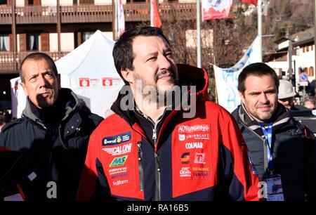 Foto LaPresse/Stefano Cavicchi 29/12/2018 Bormio, Italien politica Matteo Salvini ein Bormio pro il SuperG maschile di sci Alpino. nella Foto: Matteo Salvini Stockfoto